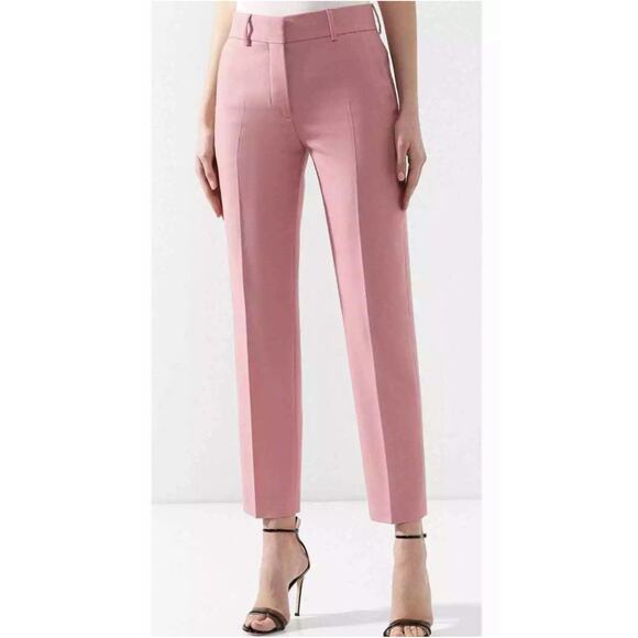 NWT Burberry Leonora 36 US 2 Wool Blend Chalk Pink Trouser Pants High Rise $690 - Picture 1 of 8